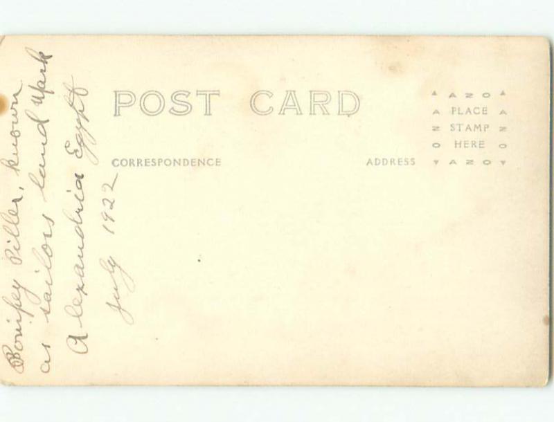 1922 rppc POMPEy's PILLAR USED AS SAILOR LANDMARK Alexandria EGYPT o1461