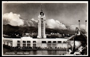 1930s Aloha Tower Honolulu HI Real Photo Postcard