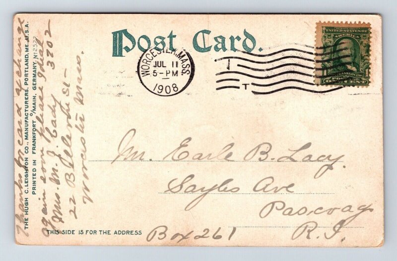 Massachusetts Birthplace Col Wm Prescott Antique Postcard PM Cancel WOB UDB Note 