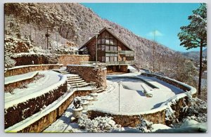 Chalet Motel Gatlinburg Tennessee TN Winter Snow Attraction Mountain Postcard