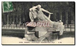 Old Postcard Paris Palais Royal Statue of Victor Hugo