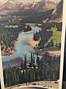 Postcard Bow Valley from Banff Springs Hotel, Banff , Alberta, Canada  W4