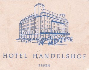 Germany Essen Hotel Handelhof Haus Vintage Luggage Labe sk3734