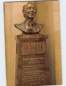 Postcard Harvey Milk Bust Sculpture San Francisco City Hall California USA