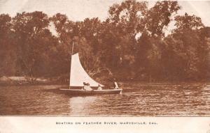 MARYSVILLE CALIFORNIA CA BOATING ON FEATHER RIVER~POLYCHROME PUBL POSTCARD 1910s