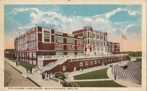 Postcard Erie Academy High School Erie PA 1917