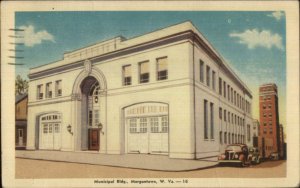 Morgantown WV Municipal Bldg Fire Station Linen Postcard