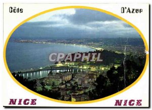 Postcard Modern Riviera Panorama night view of Monr Alban