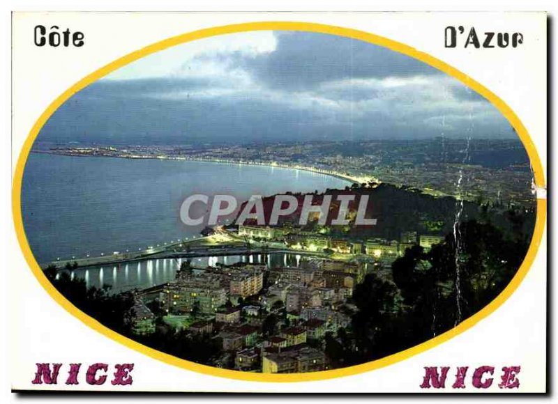 Postcard Modern Riviera Panorama night view of Monr Alban