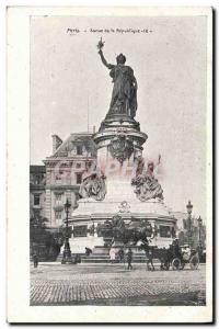 Old Postcard Paris Statue of Lion Republic