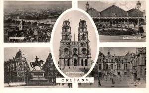 Orleans France, Five Famous Landmark Places, Buildings, Vintage Postcard