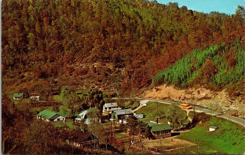 Jack Creek Center Red Bird Mission Aerial View Roark Kentucky Chrome Postcard 