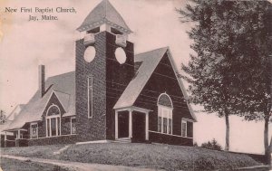 Jay, ME Maine   NEW FIRST BAPTIST CHURCH  Franklin County ca1910's B&W Postcard