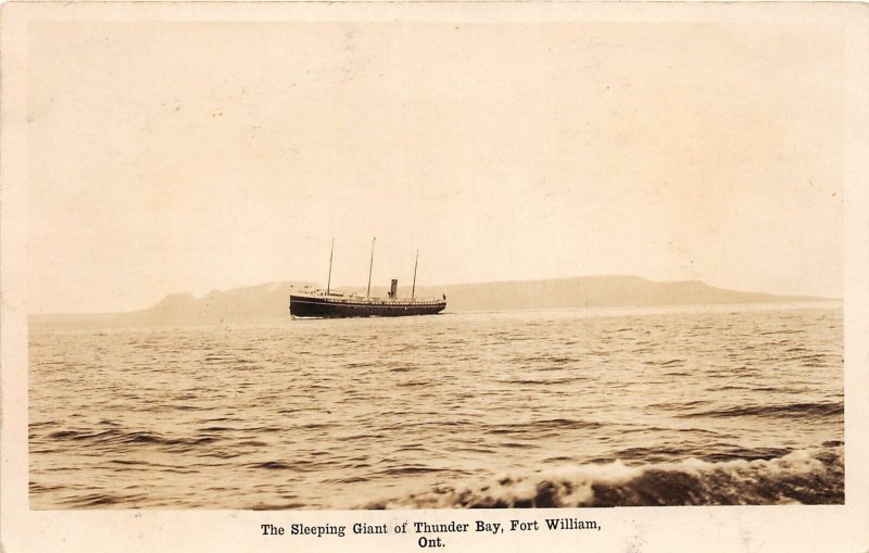 H60/ Ship RPPC Postcard Sleeping Giant Thunder Bay Fort Williams Ontario 111