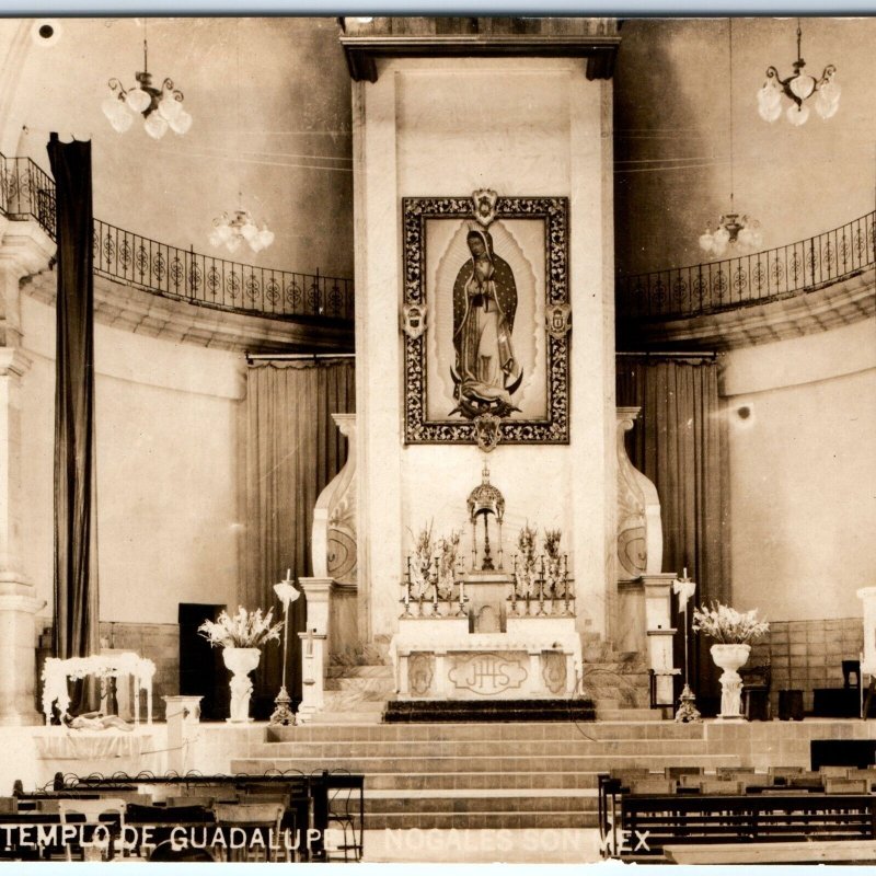 c1940s Guadalupe Nogales, Mexico Catholic Church RPPC Temple MF Real Photo A150