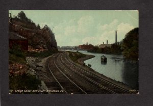 PA Lehigh Canal and River Railroad Train Tracks Allentown Pennsylvania Postcard