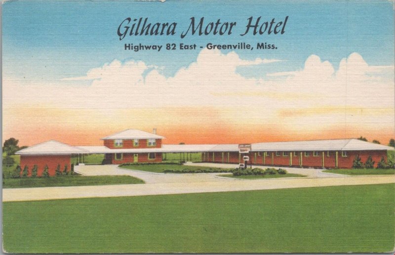 Postcard Gilhara Motor Hotel Greenville Mississippi MS