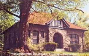 THOMPSON CONNECTICUT-THOMPSON HILL-STONE PUBLIC LIBRARY POSTCARD