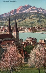 Switzerland, Luzern Und Der Pilatus Mountain Peaks Castles Lake Vintage Postcard