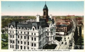 Vintage Postcard The City Hall And Notre Dame Street East Montreal Canada IFAC