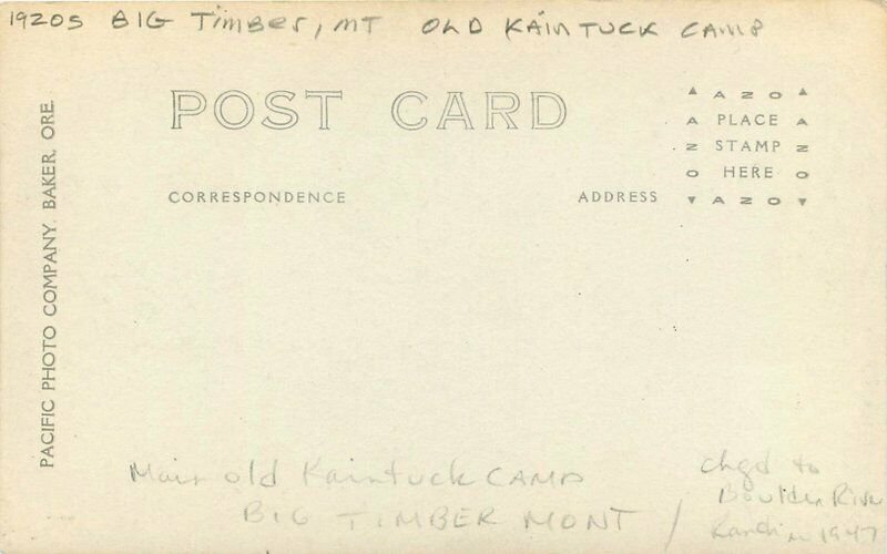 Big Timber Montana Old Kaintuck Camp Pacific 1920s RPPC Photo Postcard 20-1401