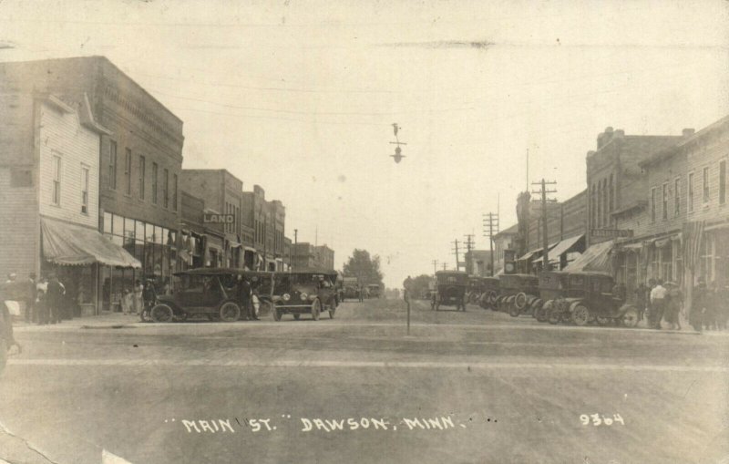 PC CPA US, MN, DAWSON, MAIN STREET, Vintage REAL PTOHO Postcard (b17154)