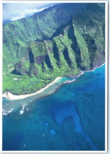 1989 Kauai, HI Hawaii Aerial Ha'ena State Park Haena Chrome Photo 4x6 PC M15