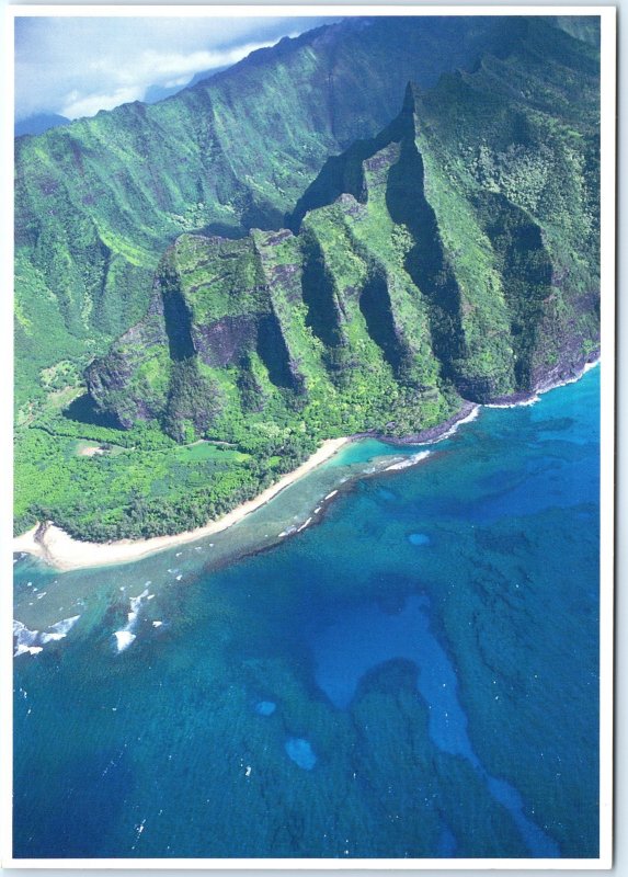 1989 Kauai, HI Hawaii Aerial Ha'ena State Park Haena Chrome Photo 4x6 PC M15