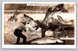 J99/ RPPC Postcard c1940 Exaggeration Fishing Coaticook Quebec Canada 132