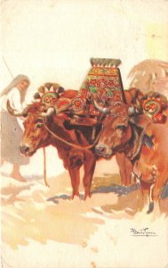 Lot181 alberto souzz artist signed postcard portugal cow types