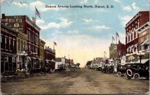 Postcard Dakota Avenue, Looking North in Huron, South Dakota