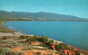 Vintage Postcard Beautiful Bear Lake Half Idaho & Utah Boating Swimming Fishing