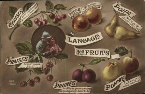 FRENCH ROMANCE Language of Fruits Pears Cherries Amour TINTED RPPC