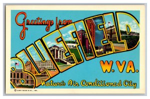 Postcard WV Greetings From BLUEFIELD Vintage Standard View Large Letter Card 