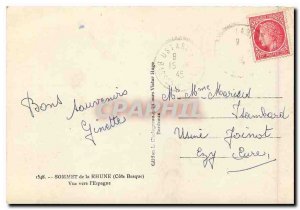 Postcard Modern Summit Cote Basque Rhune view to Spain