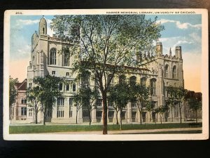 Vintage Postcard 1920 Harper Memorial Liibrary University of Chicago Illinois IL