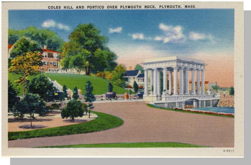 Plymouth, Massachusetts/Mass/MA Postcard, Coles Hill/Portico, Near Mint!