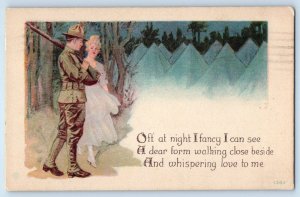 c1910's Military Soldier Camp Pretty Woman Tent WWI Antique Posted Postcard