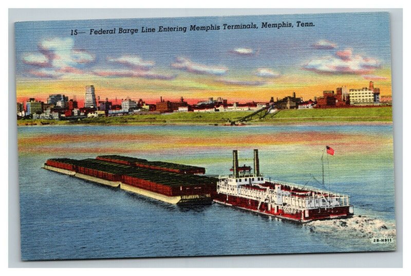 Vintage 1940's Postcard Federal Barge Line Memphis Terminals Memphis Tennessee