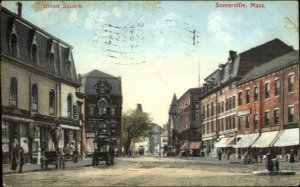 Somerville MA Union Square c1910 Postcard