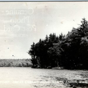 c1950s North Anson, ME RPPC Rocky Point Great Embden Pond Genuine Photo PC A146