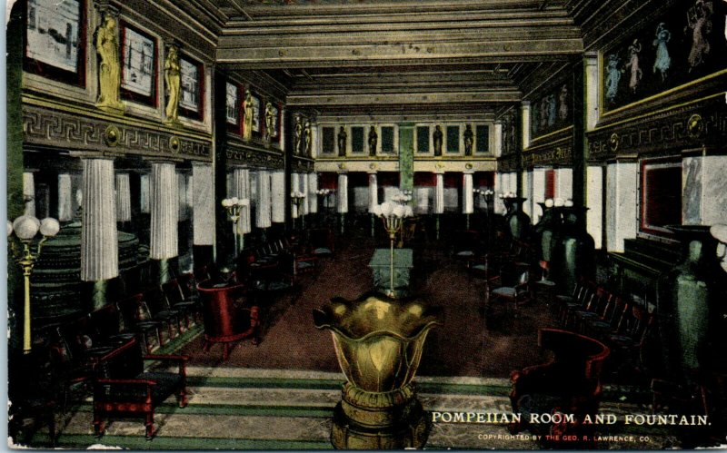 1910s Pompeiian Room Congress Hotel and Annex Michigan Ave Chicago Postcard