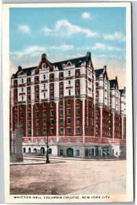 Whittier Hall Amsterdam Avenue Columbia University NY Vintage Postcard L03