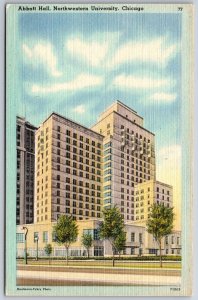 Chicago Illinois~Abbott Hall Bldg @ Northwestern University~Vtg Linen Postcard