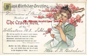 C.M. Burd, Eaton & Mains, First Birthday Greeting, Wollaston M.E. School, Quincy