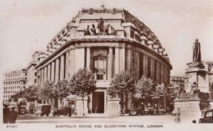 Australia House London Gladstone Statue Monument Antique Real Photo Postcard