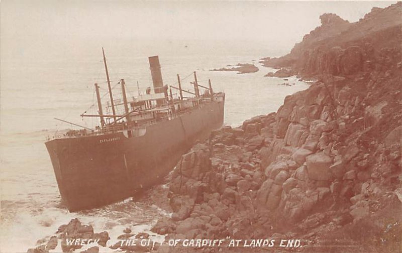 SS City of Cardiff Wrecks Real Photo Writing on back, missing stamp 