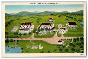 c1930's Bird's Eye View Of Spring Lake Hotel Parksville New York NY Postcard