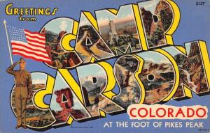 Camp Carson Colorado Military Large Letter Linen Antique Postcard K56209