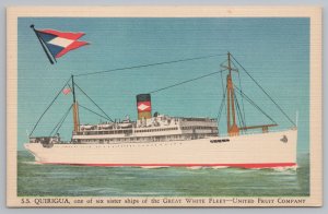 Ship~S.S. Quirigua Great White Fleet United Fruit Company~Vintage Postcard